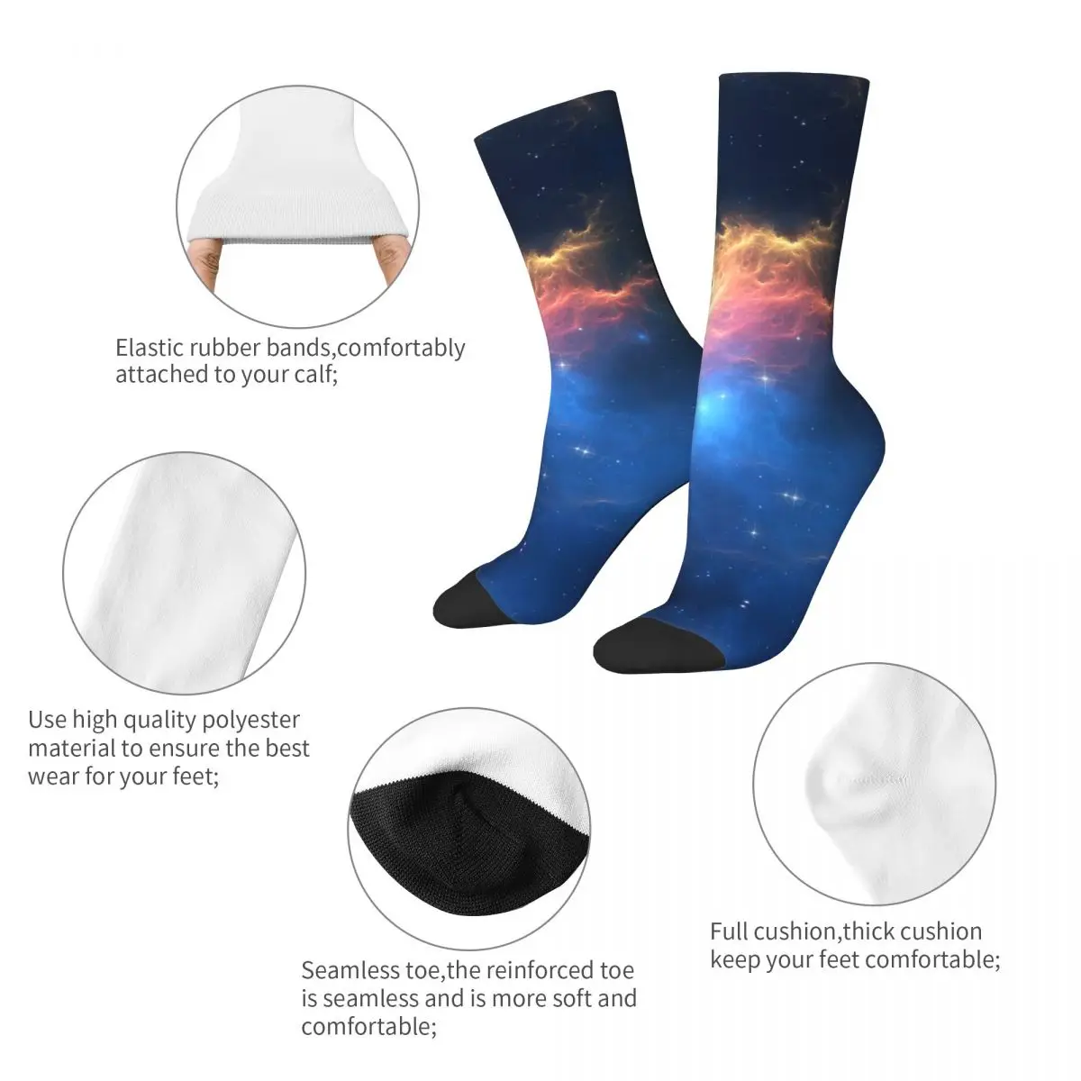 Glowing Huge Nebula With Young Stars Socks Casual Space Socks Crazy Spring Summer Autumn Winter Middle Tube Socks Gifts