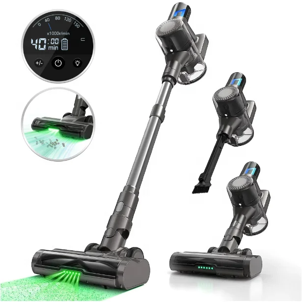 Cordless Vacuum Lightweight Stick Vacuum Cleaner with 30Kpa Suction, Dust-Revealing Headlight