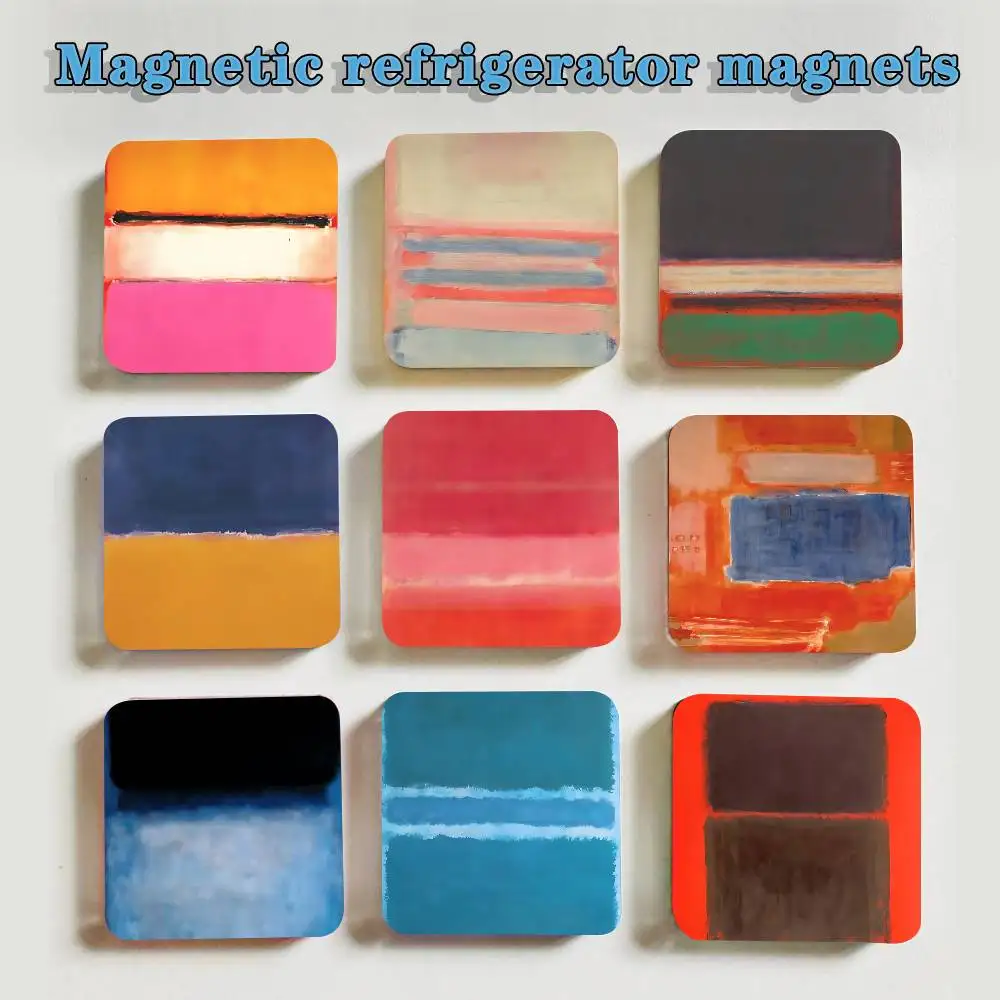 Mark Rothko Colorful Acrylic Fridge Magnet Set Creative Square Decorative Adhesive Stickers Magnets For Festival Gift