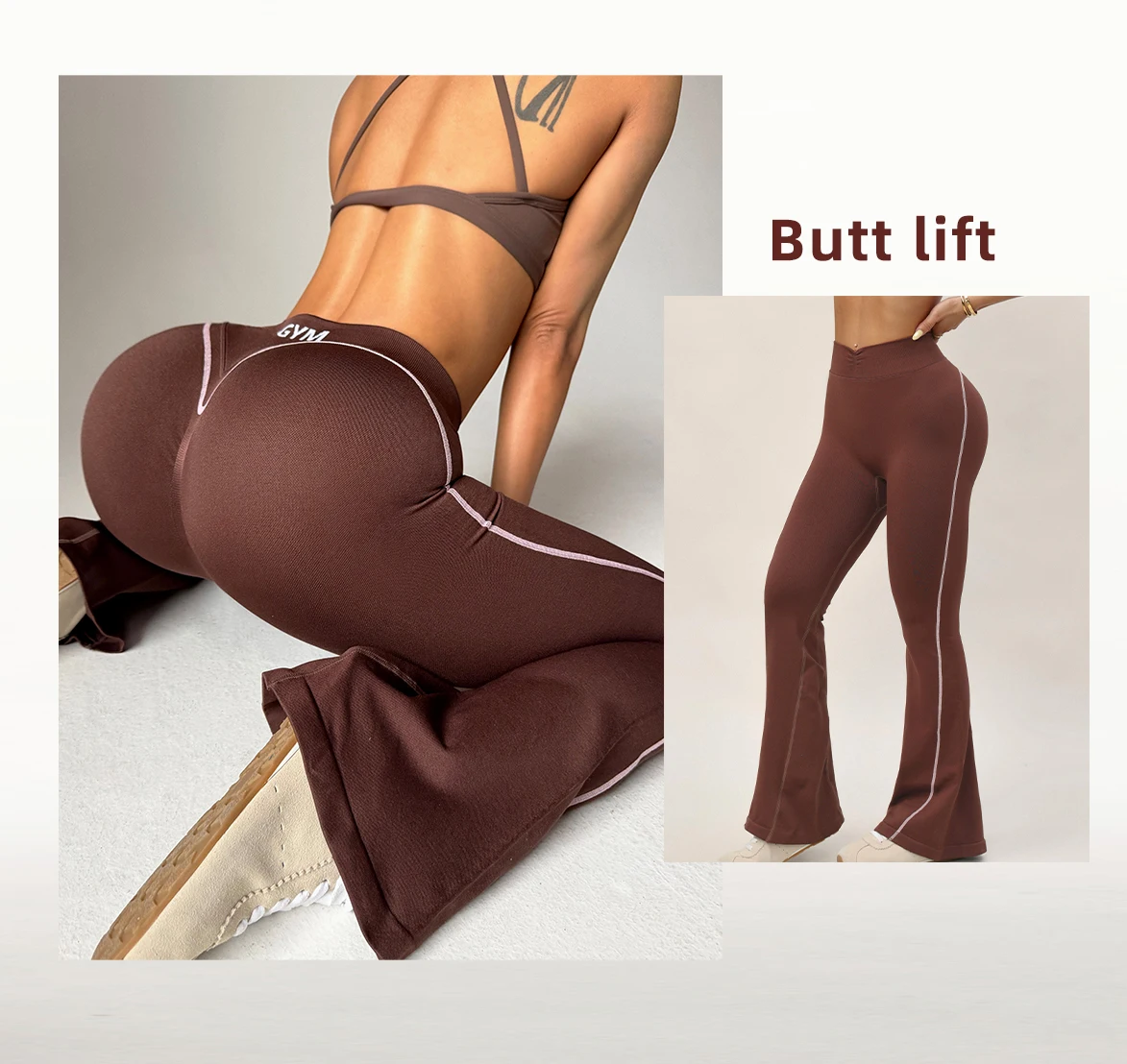 New Hip Lifting Flared Yoga Pants High Waisted Sports Fitness Pants Sports Micro Flared Push Up Butt Wide Women's Leg Pants