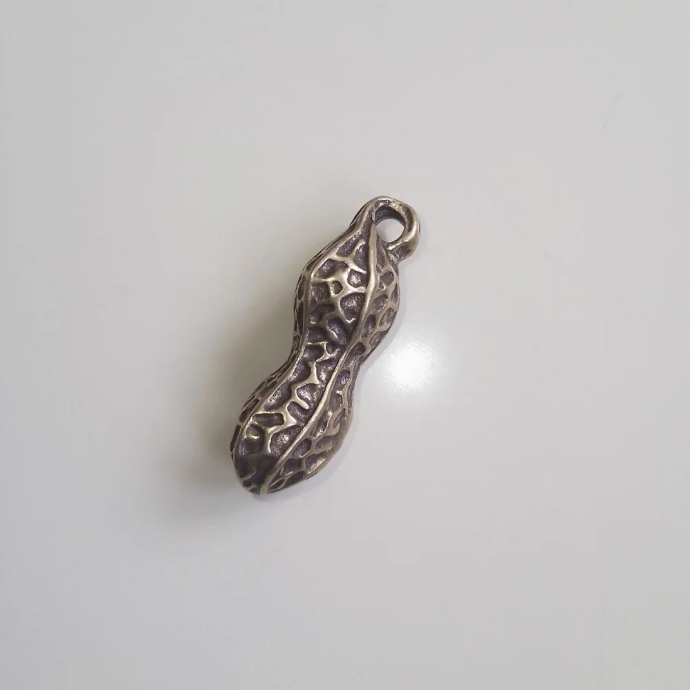 Retro Brass Craft Peanut Keychain Pendant DIY Miniature Fitting Accessory Q011 for Crafting And Jewelry Making