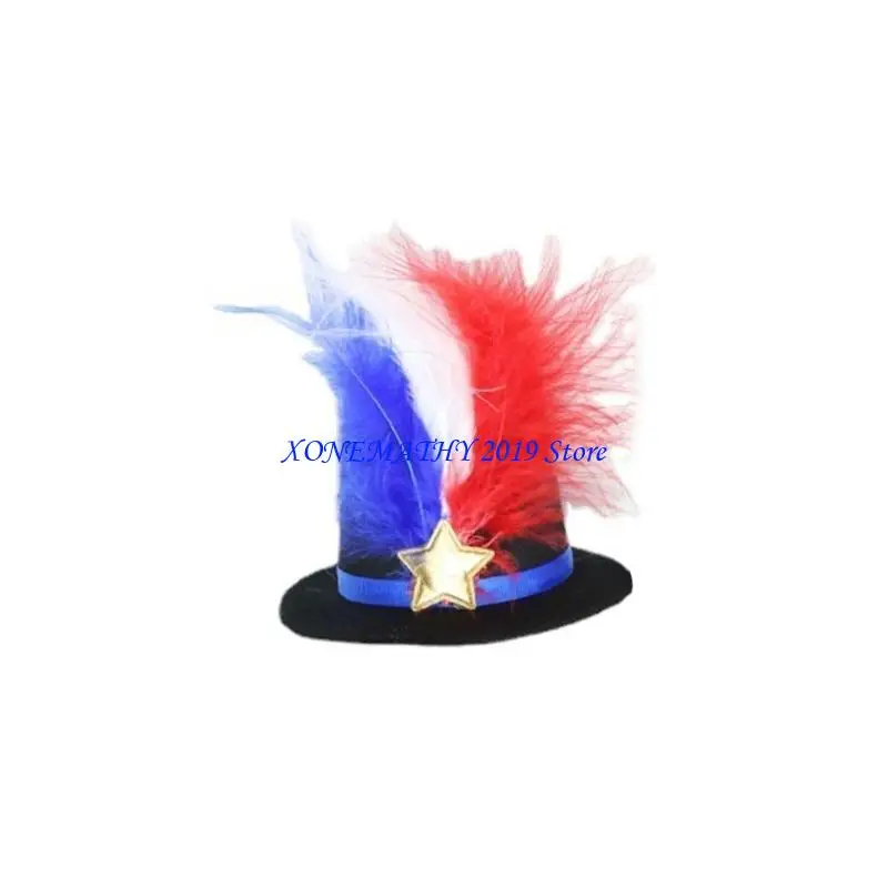 

F42F Colorful Julycostume Hair Clip Hairpin Top Hat Kids Julycostume Party Supply