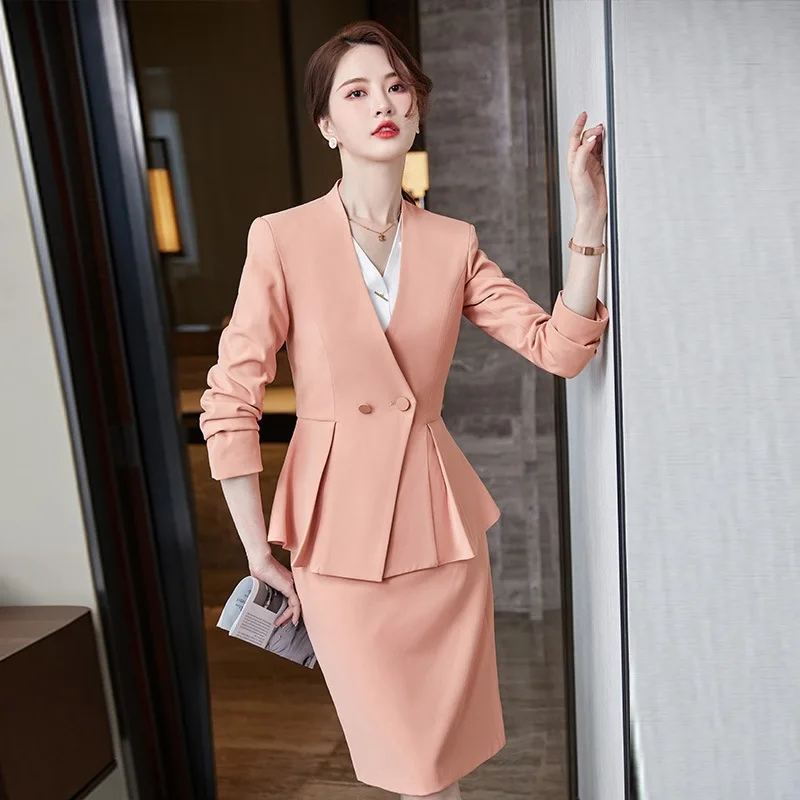 Business Suit Women's Beauty Salon Small Suit Fall Winter Fashion Temperament Suit Hotel Jewelry Store Beautician Work Clothes