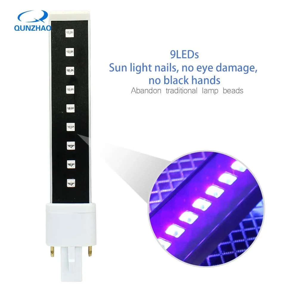 

Gel Lamp Uv Led For Nails 9W 365+405nm 9 Leds Replaceable Nail Bulbs Curing All Gel Polish Nail Dryer Bulbs Tube Replacement