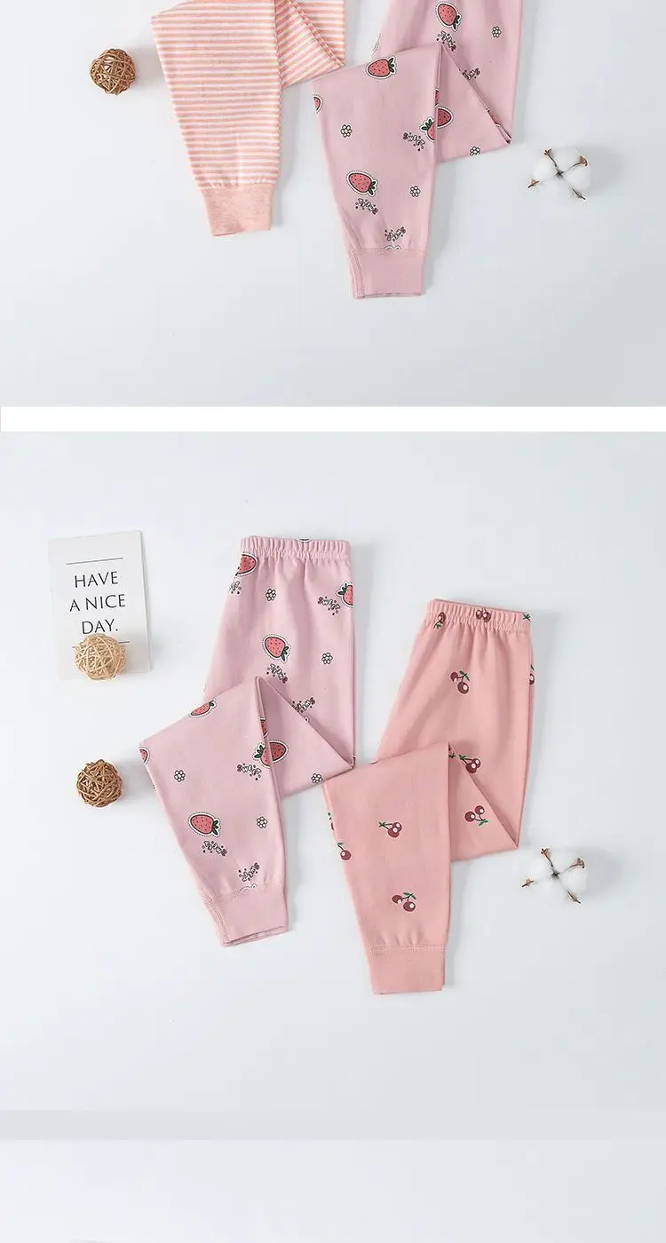 2 Stück 100% Baumwolle Herbst Winter Kinder Mädchen Jungen Lange Unterhosen Schlafanzughosen Leggings Thermo-Wollhosen Kleidung 3-15 Jahre – Detail 7