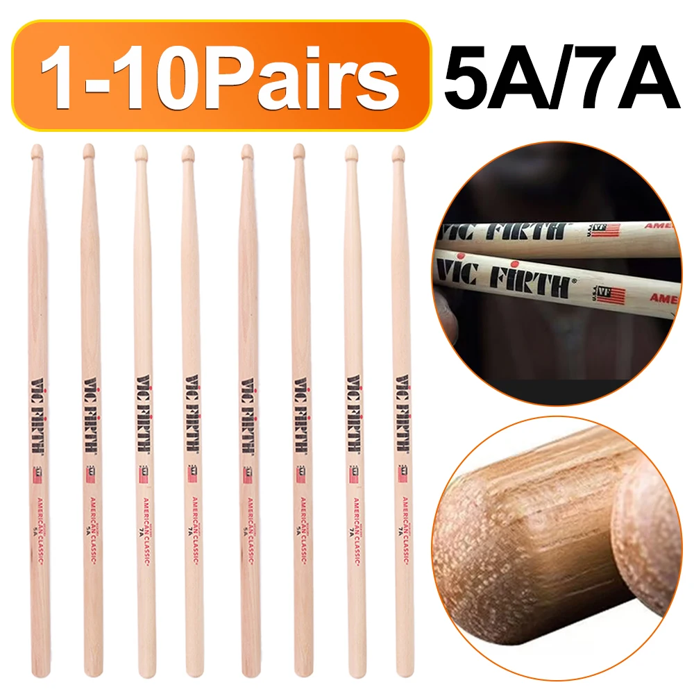 1-10 Mallets Consistent Weight and Pitch Jazz Drum Sticks American Hickory Drumsticks Classic Drum Sticks Percussion Accessories