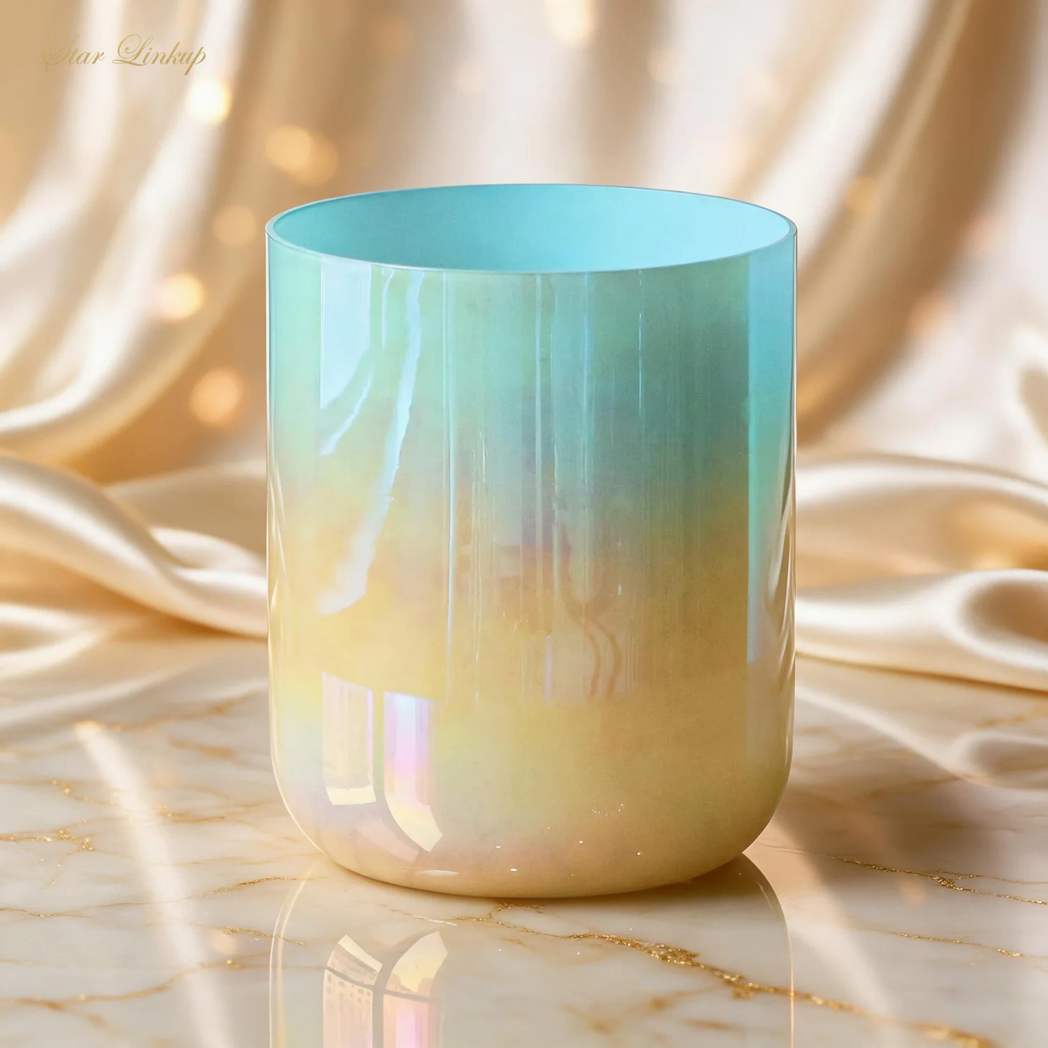 432Hz Yellow Sky Blue Gradient Alchemy Crystal Bowl With Accessories Sound Bowls and Spiritual Instruments Tigela Tibetan