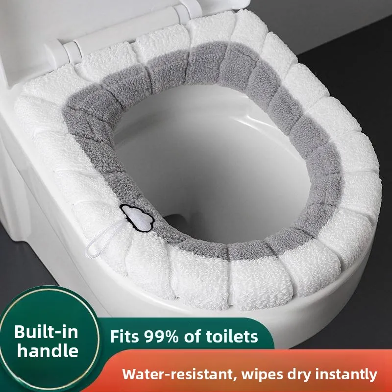 Waterproof Toilet  Cushion Home Use All Season High End Winter Macaron Color Soft Plush Material Toilet Bowl Cover Ring
