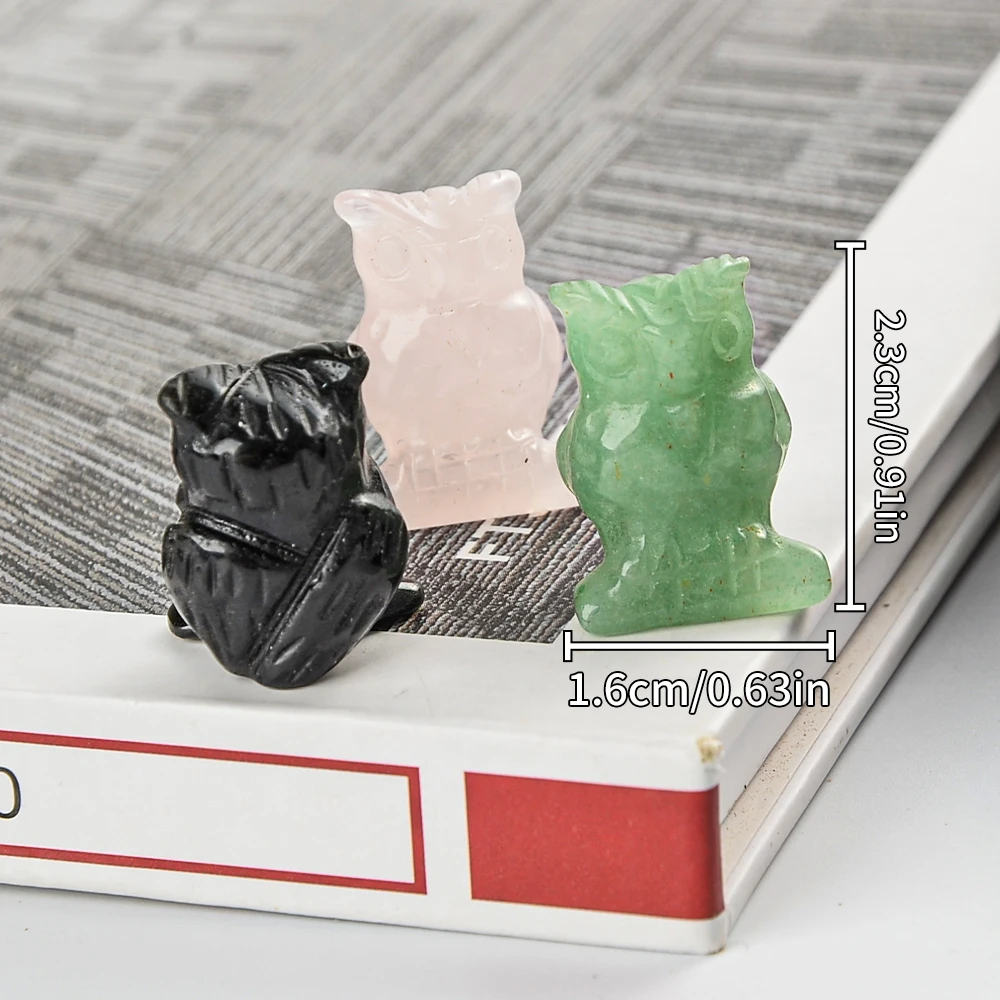 Realistic Crystal Stone Animal Collection Decoration of Owl Statue, Used for Desktop Decoration, About 1 Inch view 6