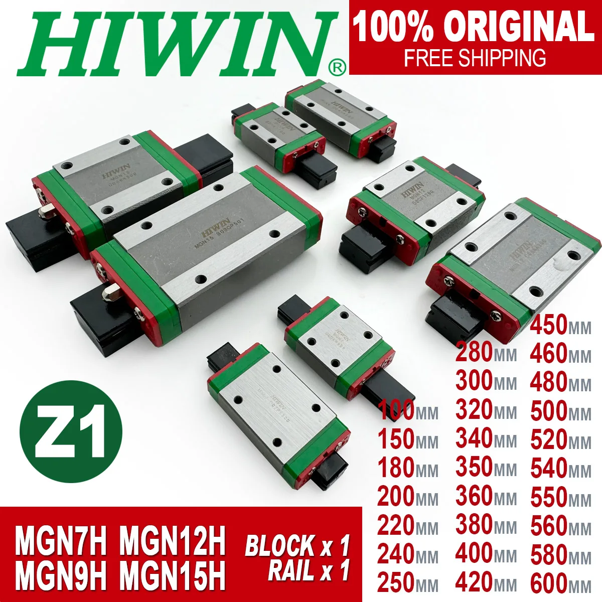 Genuine HIWIN Linear guide Z1 MGN7 MGN9 MGN12 MGN15150 200 210 220 250 300 350 400 450 500 mm linear guide
