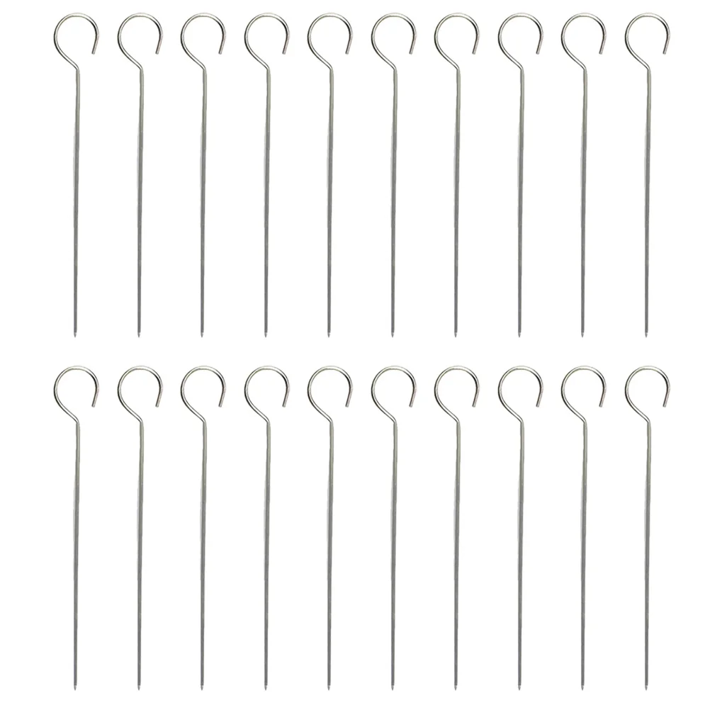 

20 Pcs Stainless Steel Goose Tail Needle Barbecue Skewers Sticks Meat Kabob Metal