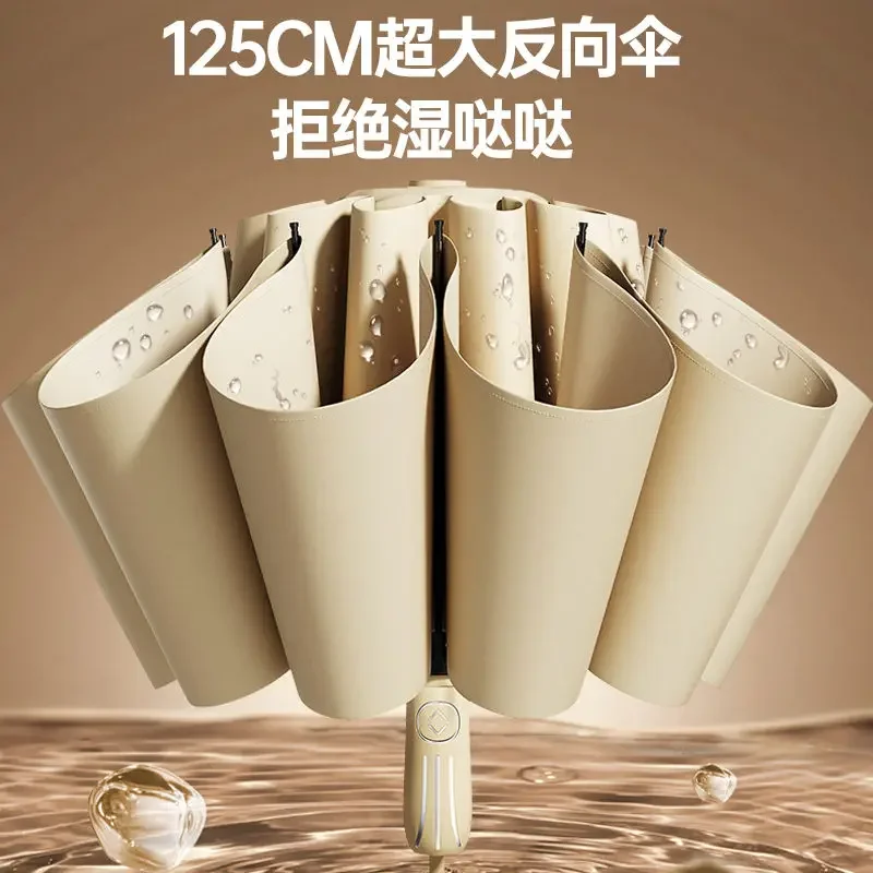 Fully Automatic Reverse Oversized Double Umbrella Folding Men's High-end Custom-made Bold and Thickened Dual-purpose