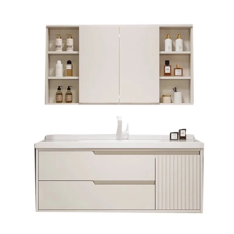 

Дубовый шкаф для ванной комнаты, унитаз, керамическая встроенная раковина, умывальник