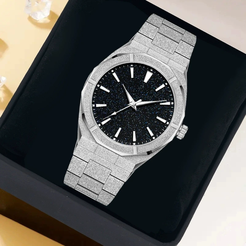 Luxuriöse Goldene Quarzuhren für Herren Hochwertige Edelstahl-Geschäftsuhr Wasserdichte Leuchtende Schmuck-Armbanduhr