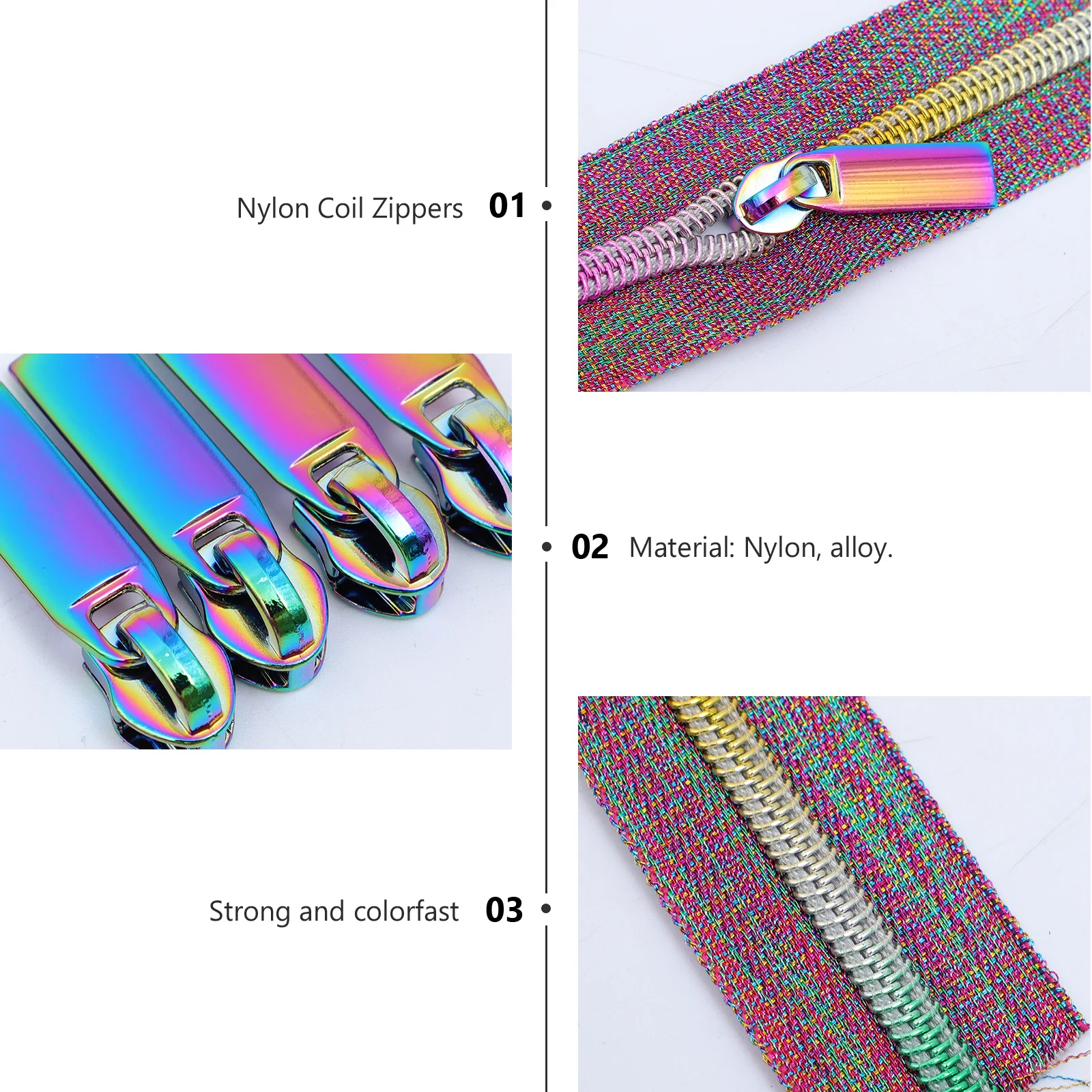 

5 Yards Nylon Coil Zipper Cloth with 10 Detachable Zipper Pulls for Sewing Bags Backpack Luggage Nylon Coil Zippers