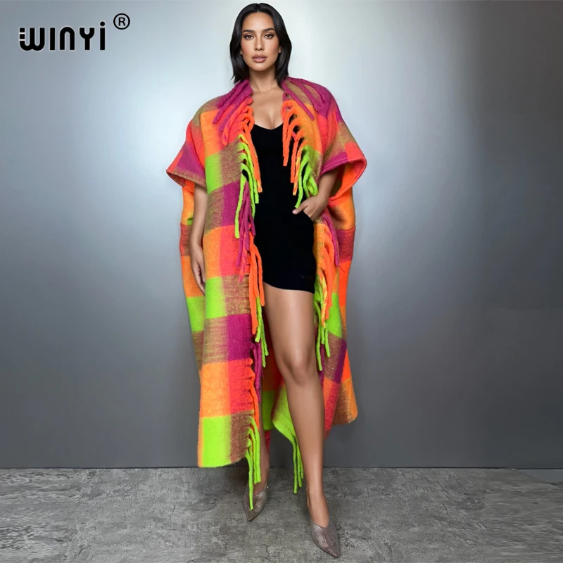 

WINYI зимний плащ, пончо высокого качества, длинное макси-пальто, плотное теплое женское пальто для женщин, африканские пальто куртка женскW