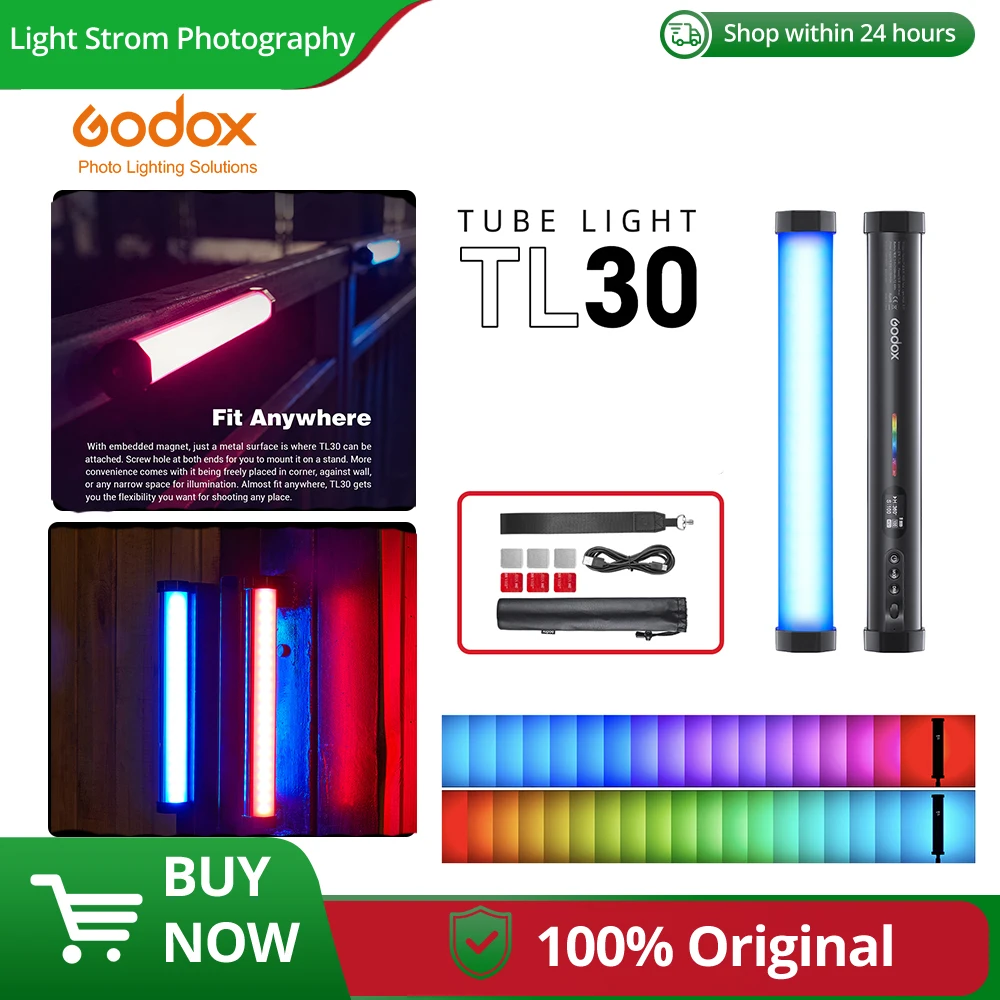 

Godox TL30 Pavo Tube Light RGB Color Photography Light Handheld Light Stick with APP Remote Control for Photos Video Movie Vlog
