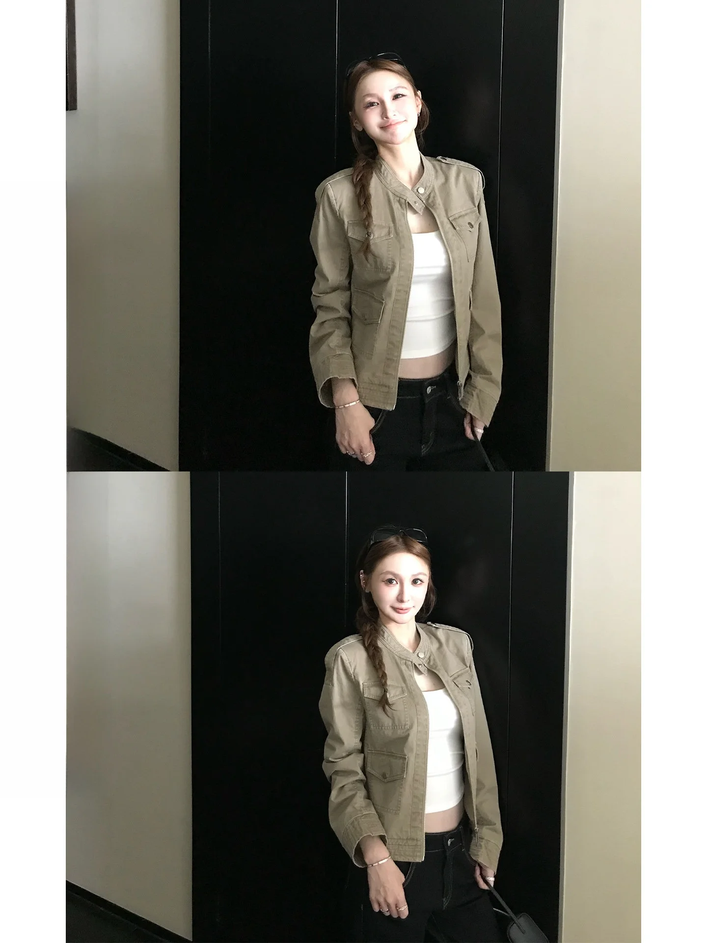 

Skk Store Gentle Armor Retro American Motorcycle Stand Collar Fashionable Jacket Outerwear Ladies Cotton Long Sleeve Zipper