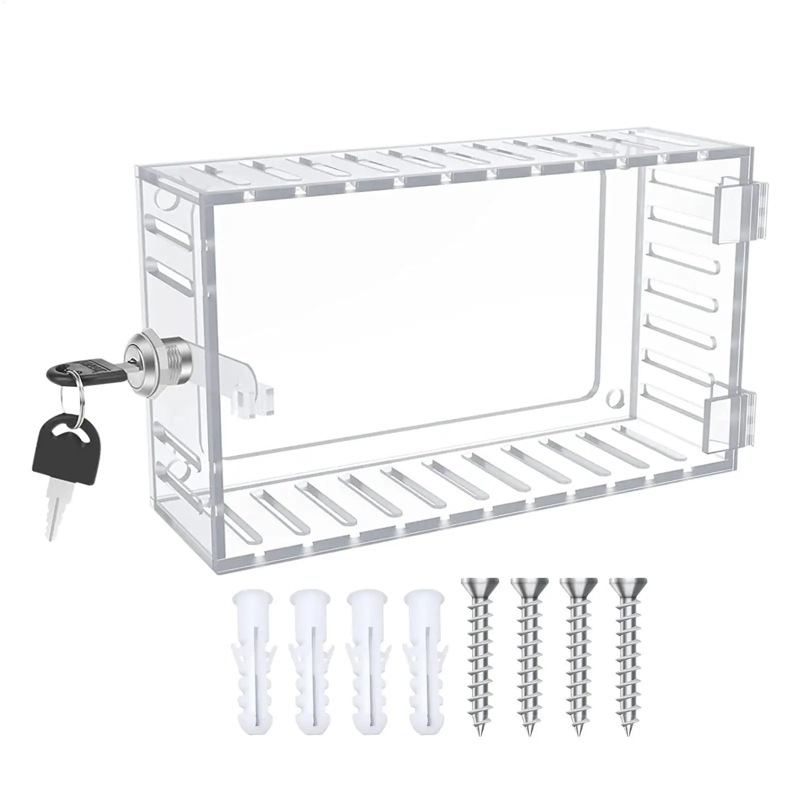 20x12x5.7cm Thermostat Lock Box W/Key, Clear Large Outlet Cover For House Wall, Safety Lock For Attic, Home Protection Accessory