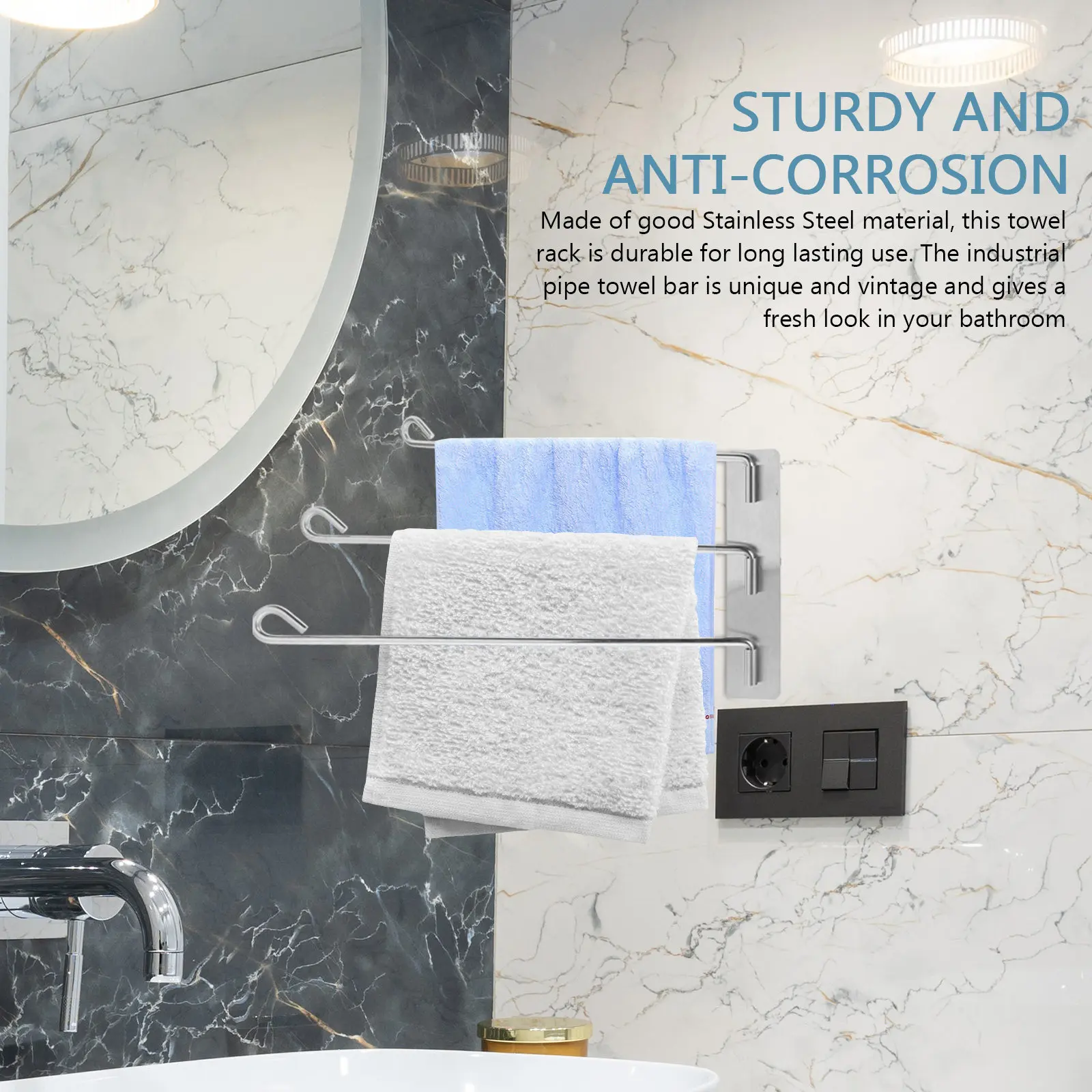 

Настенная вращающаяся вешалка для полотенец из нержавеющей стали, сверхпрочная, для ванной, спальни, кухни, гостиной, экономия пространства