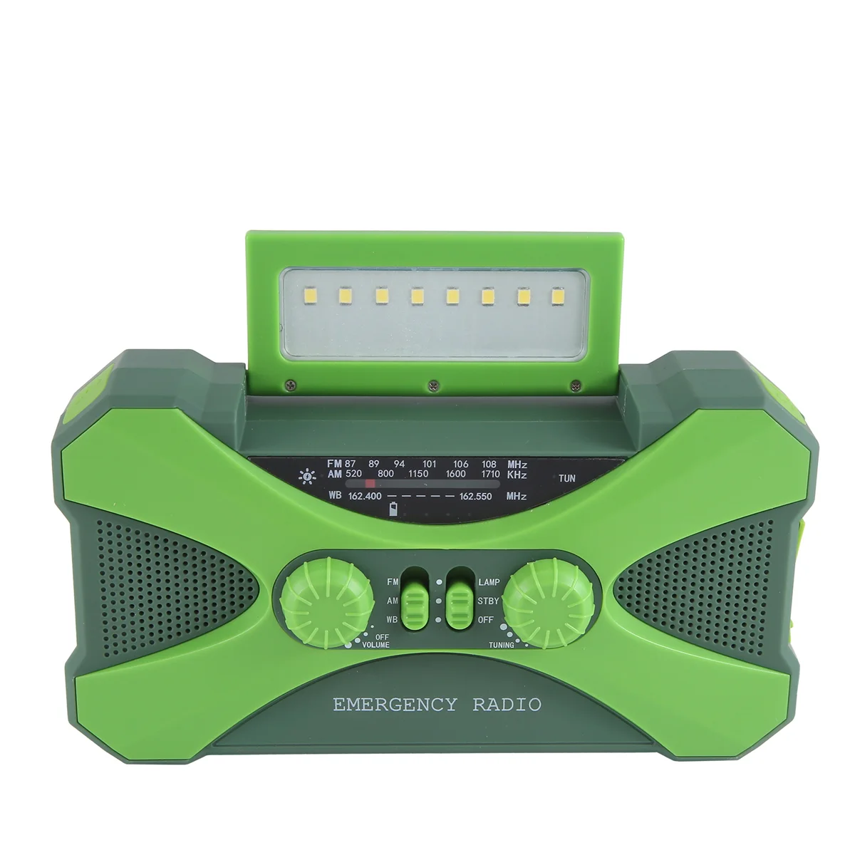Radio d'urgence efficace 10000MAh, manivelle solaire avec chargeur, LED vert