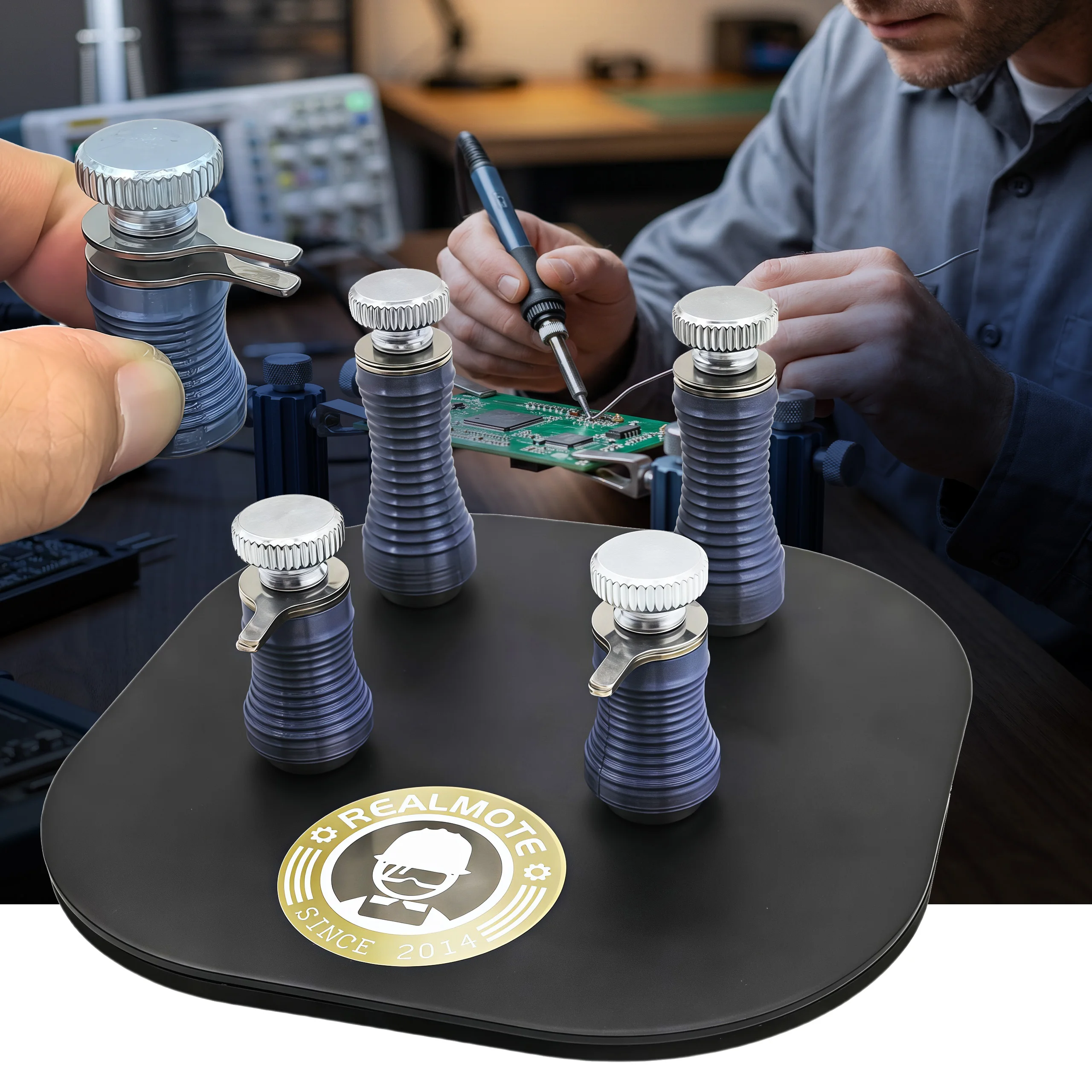 Phone Motherboard Repair Tool Magnetic PCB Holder Spring Loaded Bits Carbon Pillar Press Soldering Clamps Iron Base