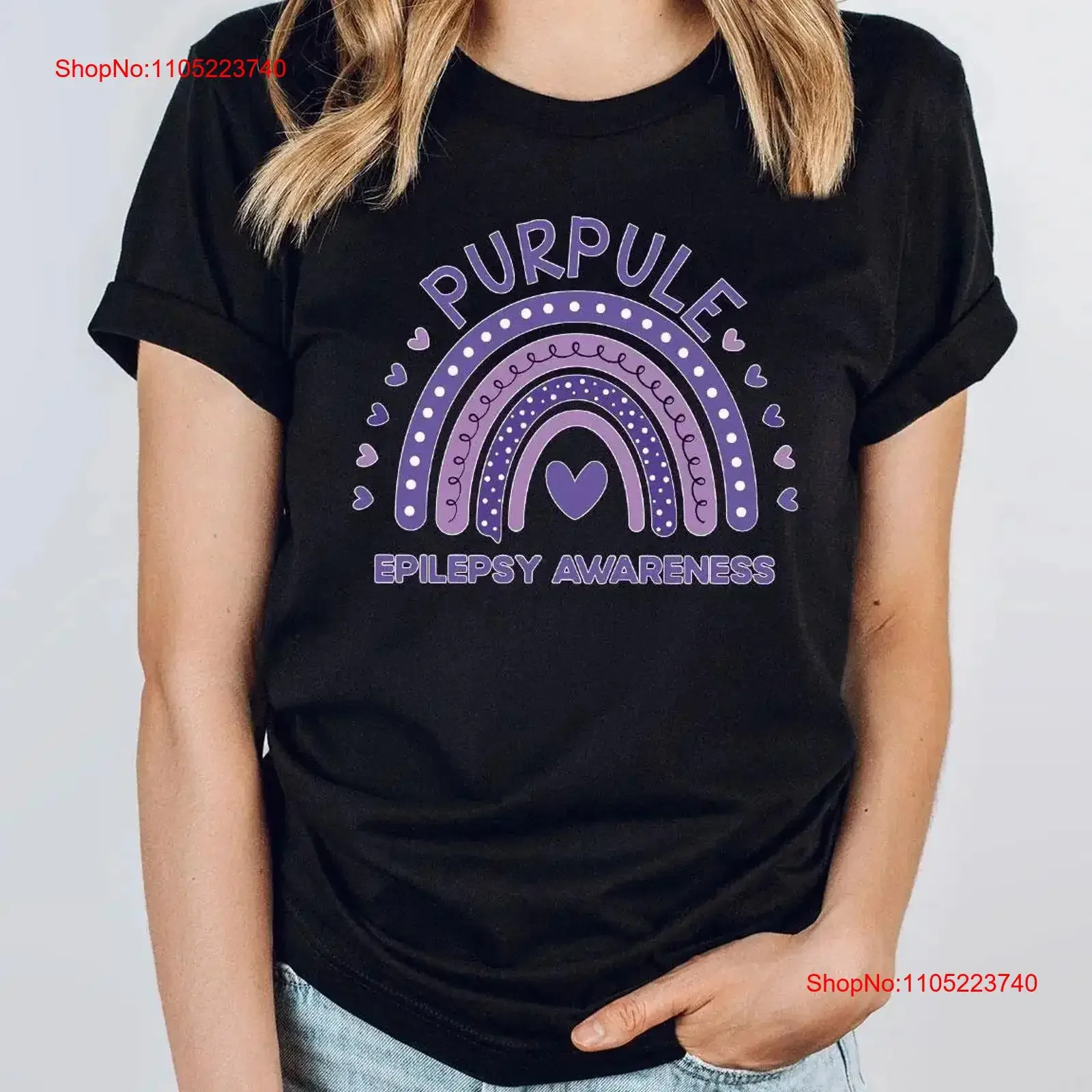 

Футболка с информацией о эпилепсии, подарок неврородизием, фиолетовая лента, мотивационный винтажный потертый графический слегка топ для повседневной носки