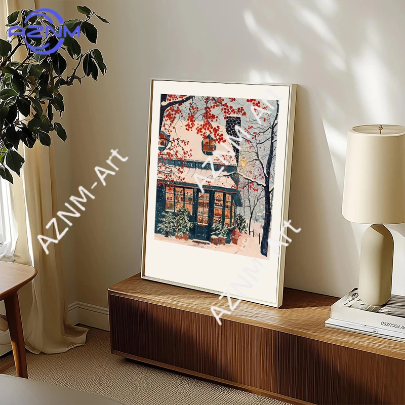 Dutch Canal House French Boulangerie Italian Coast Paris Cafe Poster Print Wall Art Pictures Canvas Painting Room Home Decor