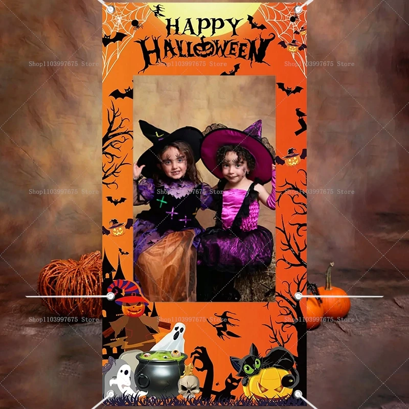 زينة حفلات الهالوين السعيدة، دعائم إطار كشك الصور، خفافيش شبح اليقطين، ديكور أعياد الميلاد، لافتة خلفية، مستلزمات الحفلات #2