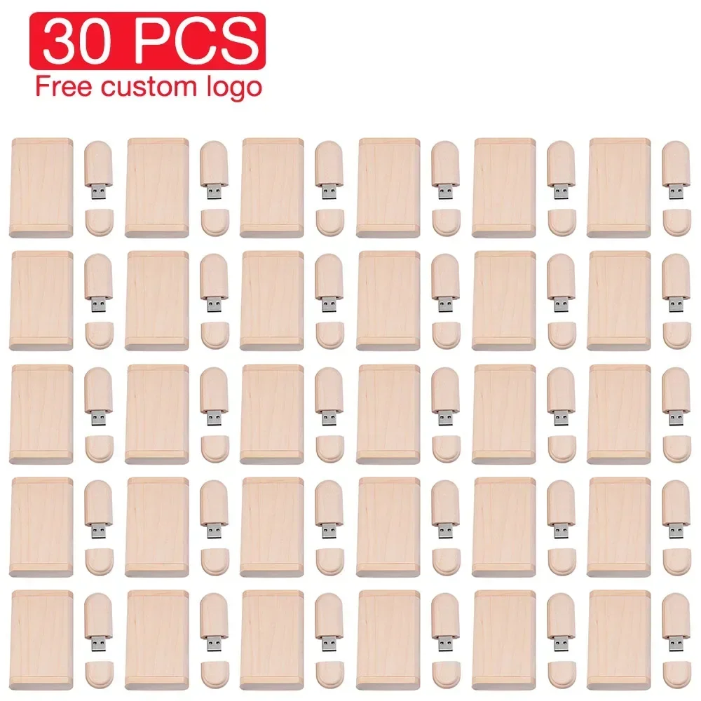 30 Stück USB-Stick aus Holz/Bambus mit kostenlosem individuellem Logo, 8GB 16GB 32GB 64GB 128GB, Hochzeitsgeschenke – Detail 5