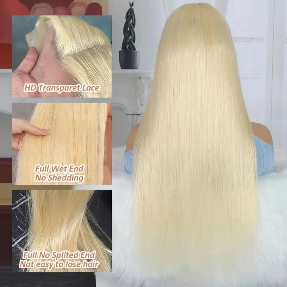 30 32 Inch 13x6 Straight 613 Honey Blonde Color Human Hair Wigs 13x4 HD Transparent Remy Brazilian Lace Frontal Wig For Women