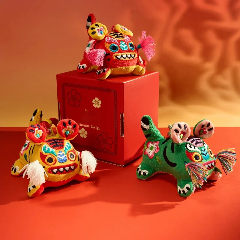 Traditional Chinese Lion Dance Tiger Head Plush Throw Pillow Auspicious Cushion For Festival Birthday Gift Home Interior Decor