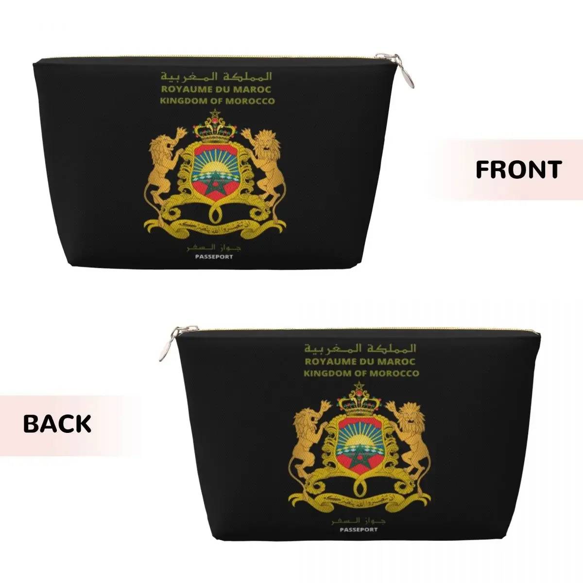 Custom Moroccan Passport Toiletry Bag for Women Kingdom Of Morocco Cosmetic Makeup Organizer Lady Beauty Storage Dopp Kit Case