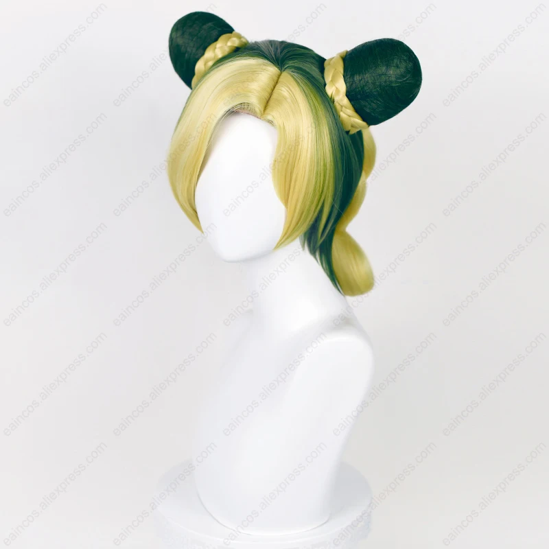 Jolyne Cujoh Cosplay Wig, Perucas coloridas com pães, resistente ao calor, cabelo sintético, festa de Halloween, 40cm