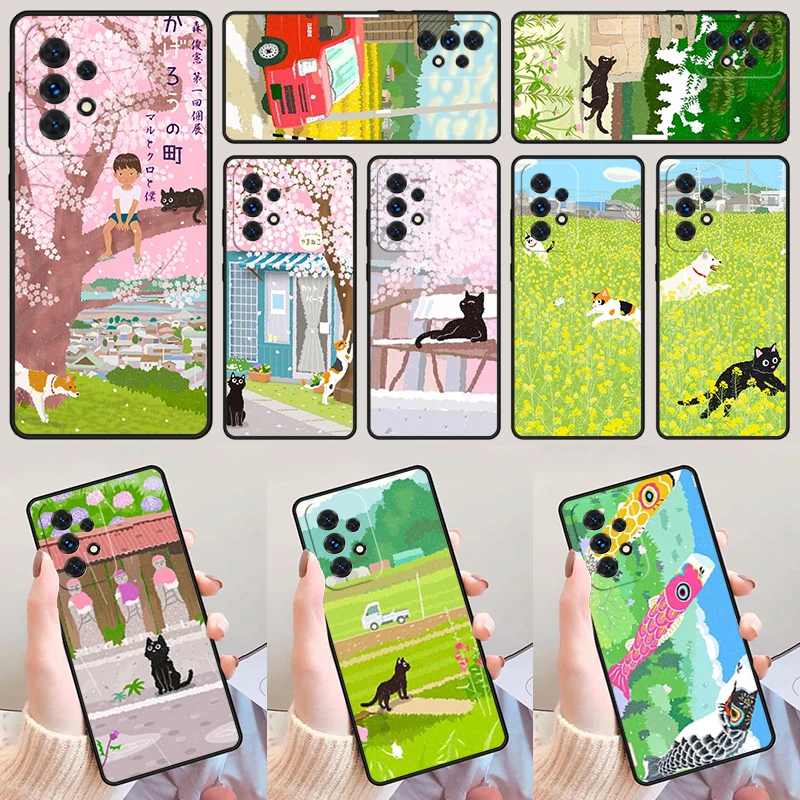 

Чехол для телефона с мультипликационным изображением кота для Samsung Galaxy A52 A72 A73 A20e A21S A50 A70 A11 A12 A42 A31 A40 A51 A71 A32 A80 A91