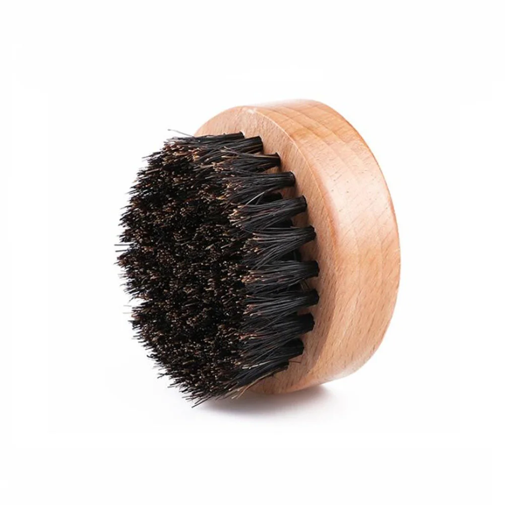 Peigne à barbe en poils pour hommes, manche en bois, brosse à moustache, outil de coiffage pour cheveux