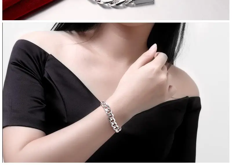 Hot charm 925 bracciali in argento sterling collana set di gioielli per uomo classic 10MM catena quadrata 20/22/24 pollici Fashion Party Gift