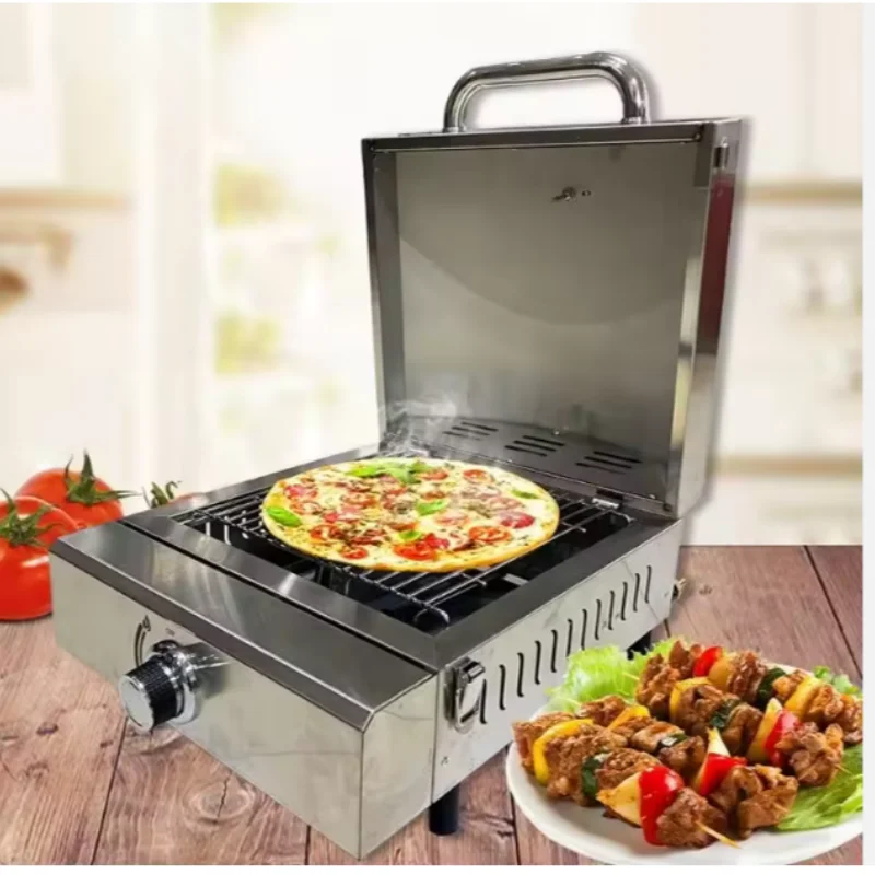 Pizza Oven Gas Commercial Bread Toaster Baking Machine Double Layer Propane Pizza Grill Maker Portable Outdoor Use