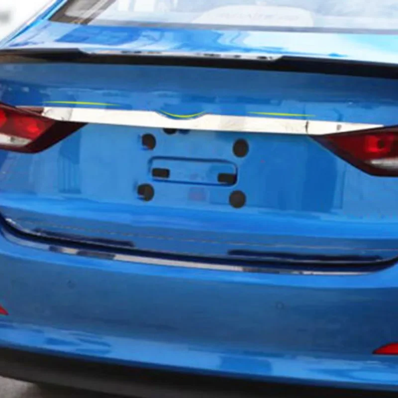 Tapa de maletero trasero de acero inoxidable para Hyundai Elantra 2016, 2017, 2018, cubierta de puerta trasera, tira de escotilla, bisel de acento, moldura embellecedora