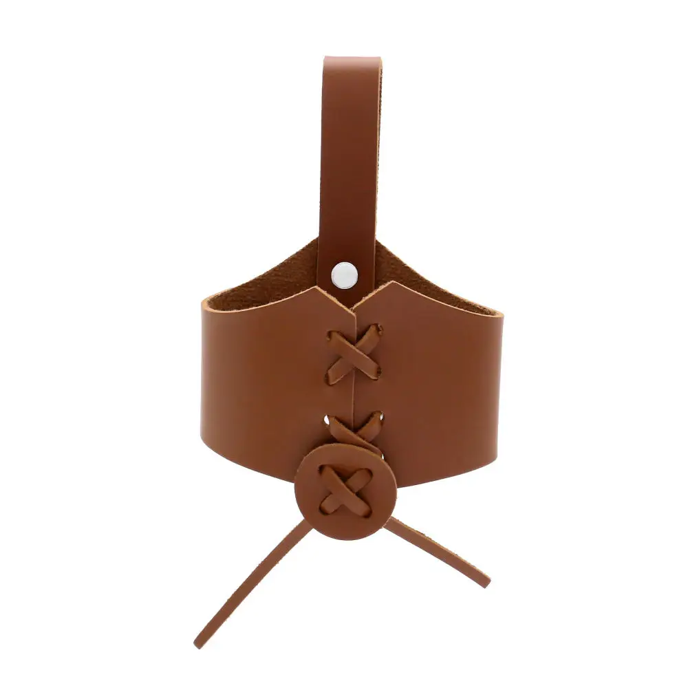 Leather Horn Cup Sleeve Medieval Renaissance Fancy Dress Accessory Halloween Role Play Tool Viking Style Black Brown