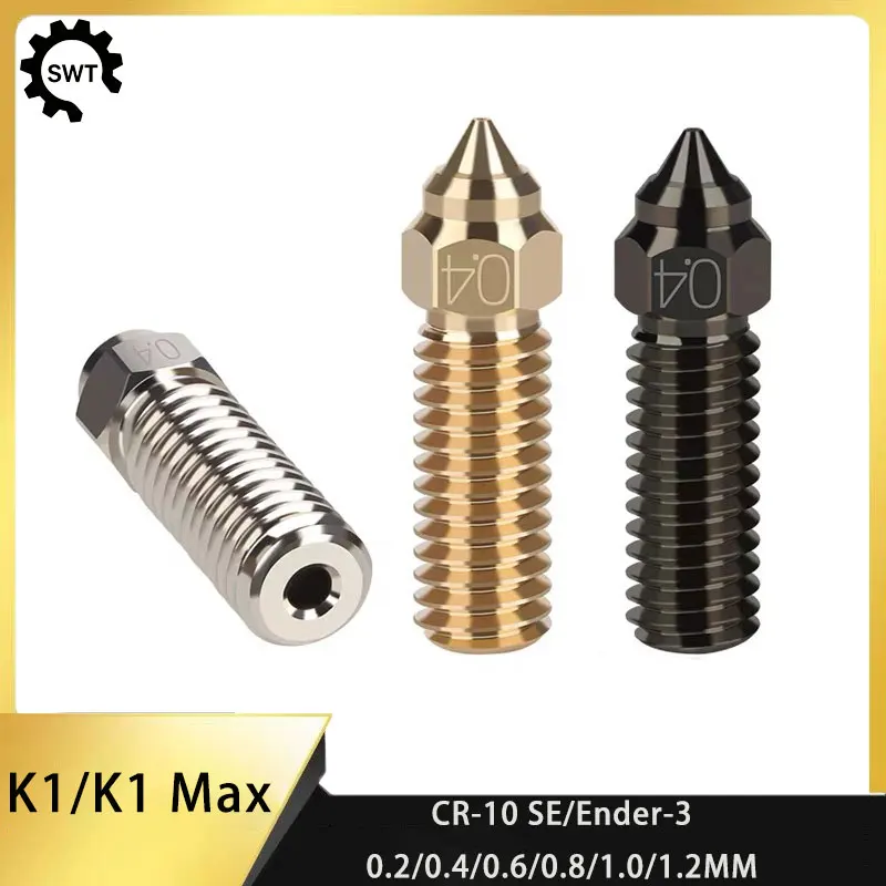 Creality K1 K1 Max Ender-3 V3 KE CR-10 SE Brass Hardened Steel High Speed High Flow Nozzle 3D Printer Replacement