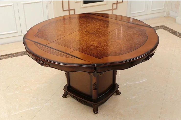 Retractable Solid Wood Dining Table round Size Variable Folding Pure Solid Wood round Table Assembly