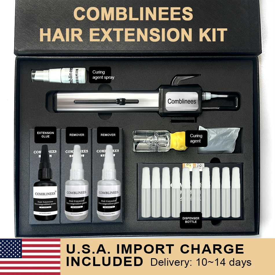 

Comblinees P1 Ultimate Combline Hair Extensions Set with Fast Curing Agent and Remover Professional Salon Grade Bonding Kit