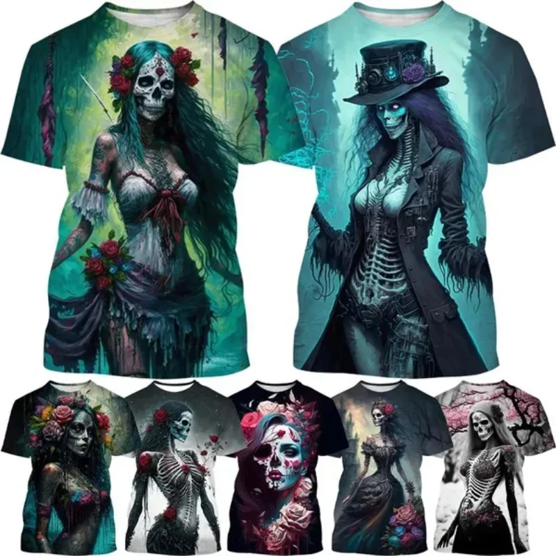 

Fashion Personalized Men Clothing New Skull Queen 3D Print T-shirt Hip Hop Harajuku Street Unisex Round Neck T Shirt Tops