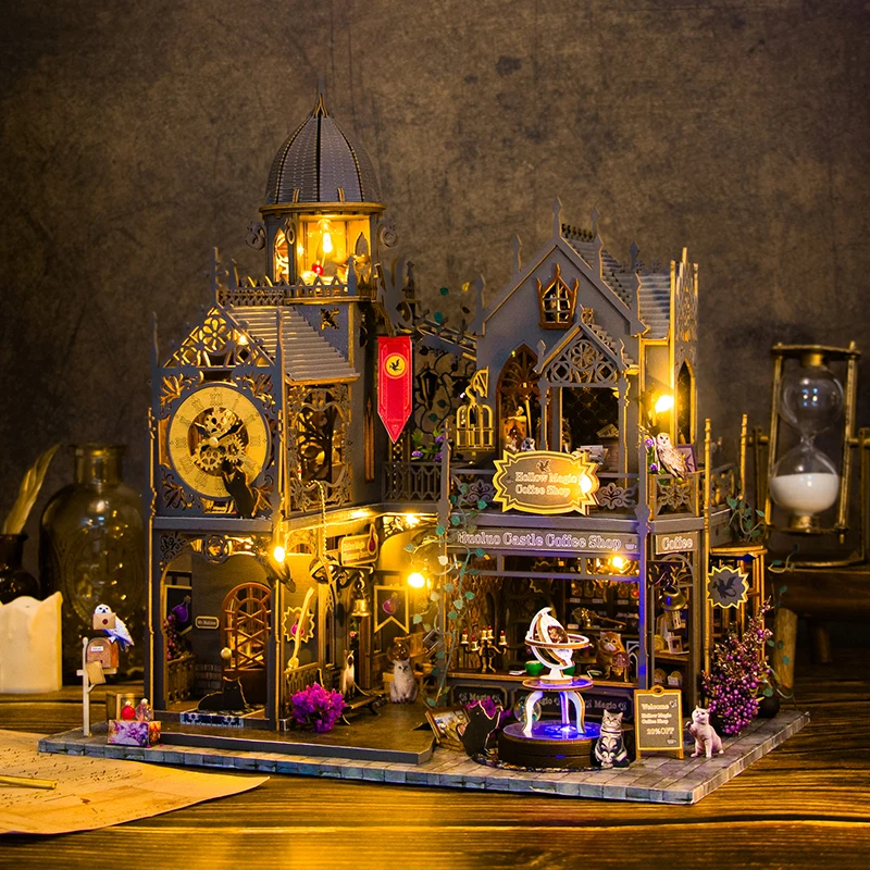 Retro diy de madeira em miniatura casas de boneca estatuetas 3d puzzle kit montagem com móveis casa casas de bonecas para amigo presente natal