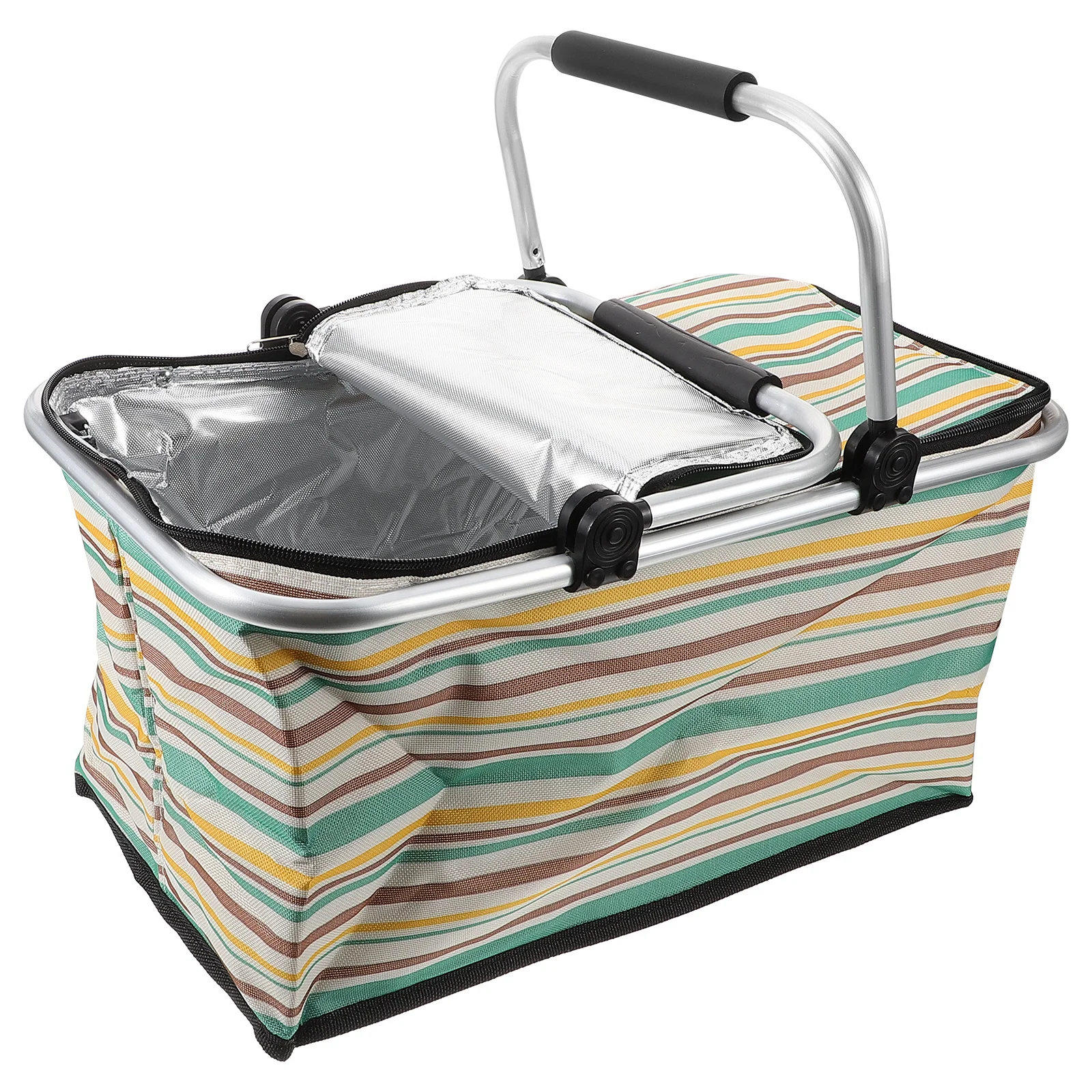 

Insulated Foldable Carrying Bag Compact Design Picnic Basket Storage Basket Food Delivery Cooler for Travel Picnics Road Trips
