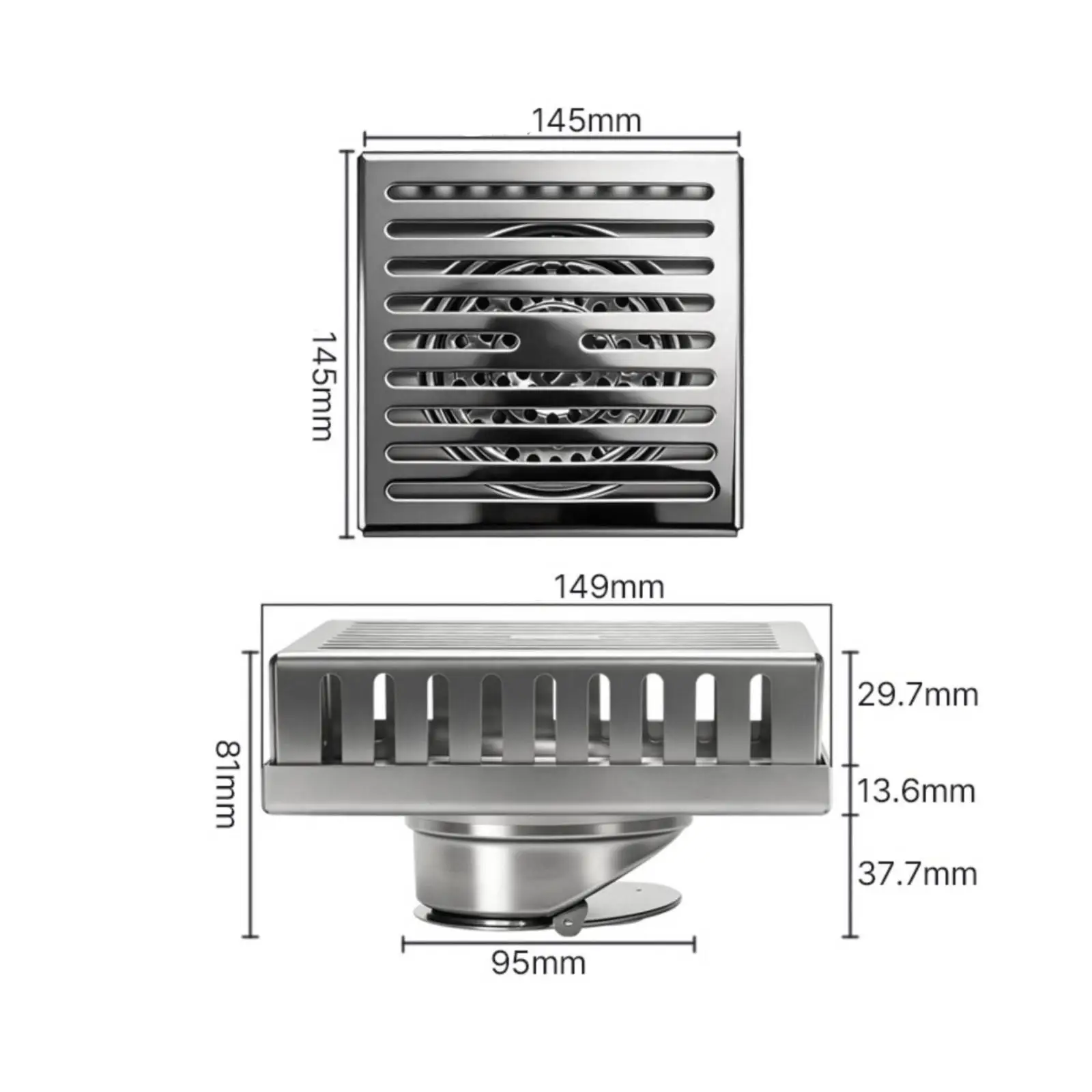 Stainless Steel Outdoor Drainage Grate Low Profile Slotted Design for Patio Garden Courtyard Debris Filtration