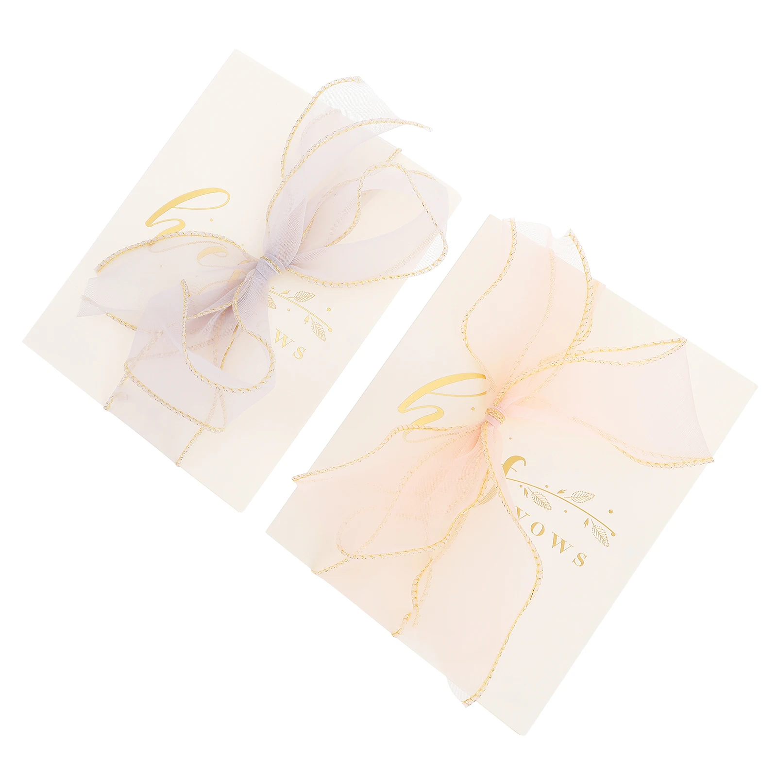 

2 Pcs Vow Oath H Cards Elegant Wedding Declaration Cards Ribbon Bow Pink Gray Declaration Sign In Book Party Supplies