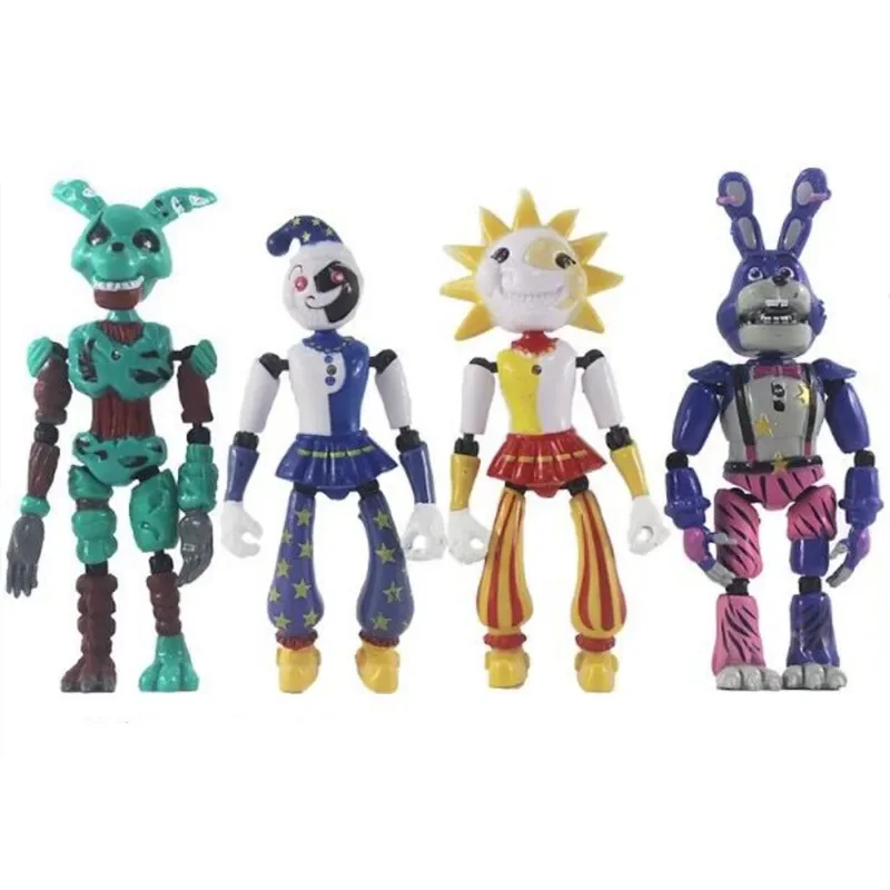 9Pcs/Set Fnaf Figures Sundrop Movable Joints Cute Bonnie Bear Foxy Luminous Five Nights Action Figure Model Toys Gifts