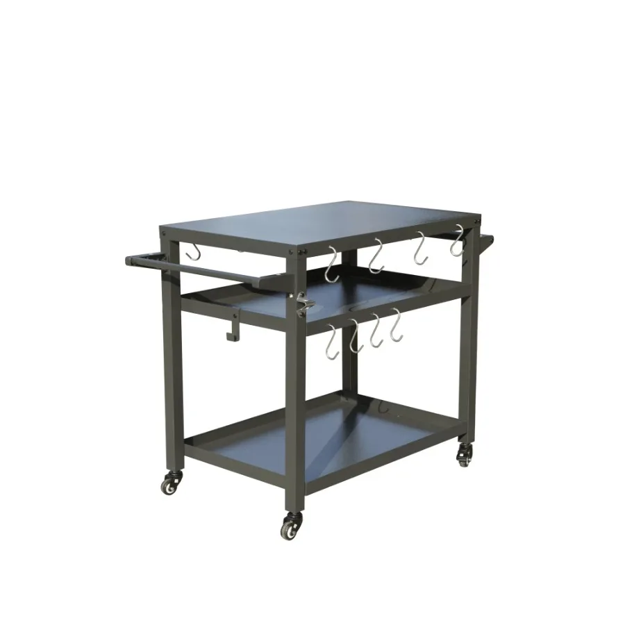 

3-Shelf Outdoor Grill Table Grill Cart Outdoor with Wheels Pizza Oven and Food Prep Table Blackstone Table with Stainless Steel